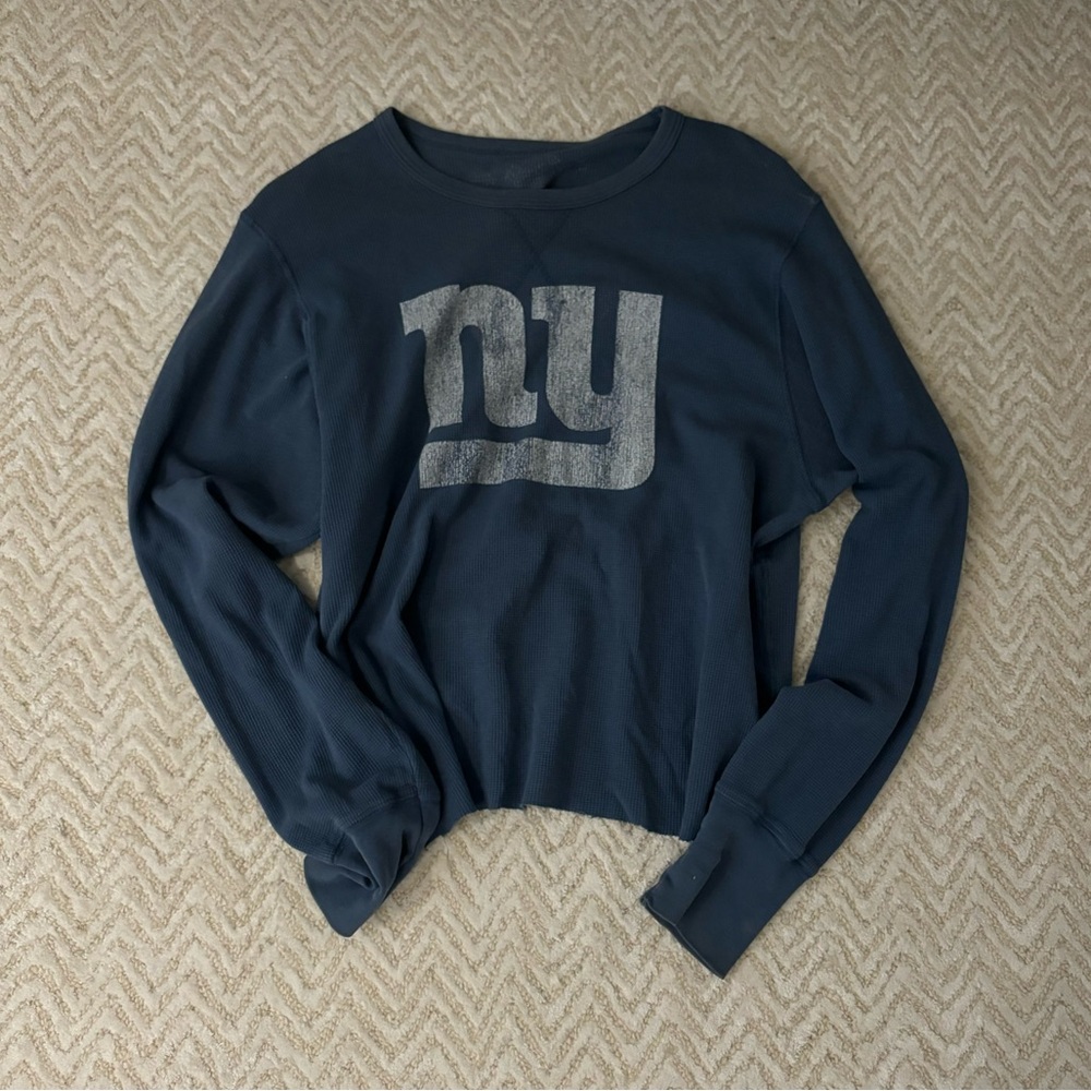 Vintage New York Giants Waffle Knit Long Sleeve Size S | Blue